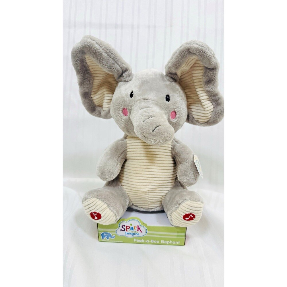 Spark Create Imagine Peek-a-Boo Elephant Plush Baby Toy Gray/Beige/Pink 6m+